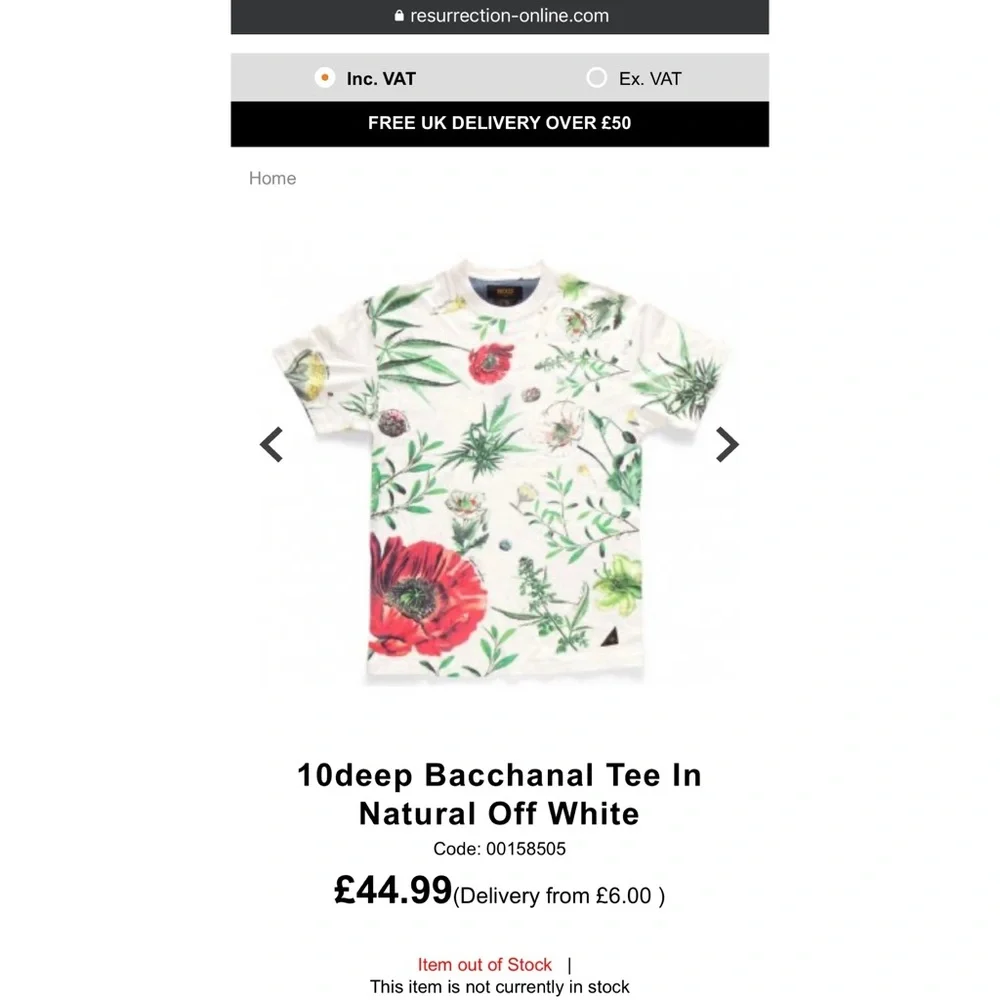 RARE 10 DEEP BACCHANAL TEE - Picture 1 of 3
